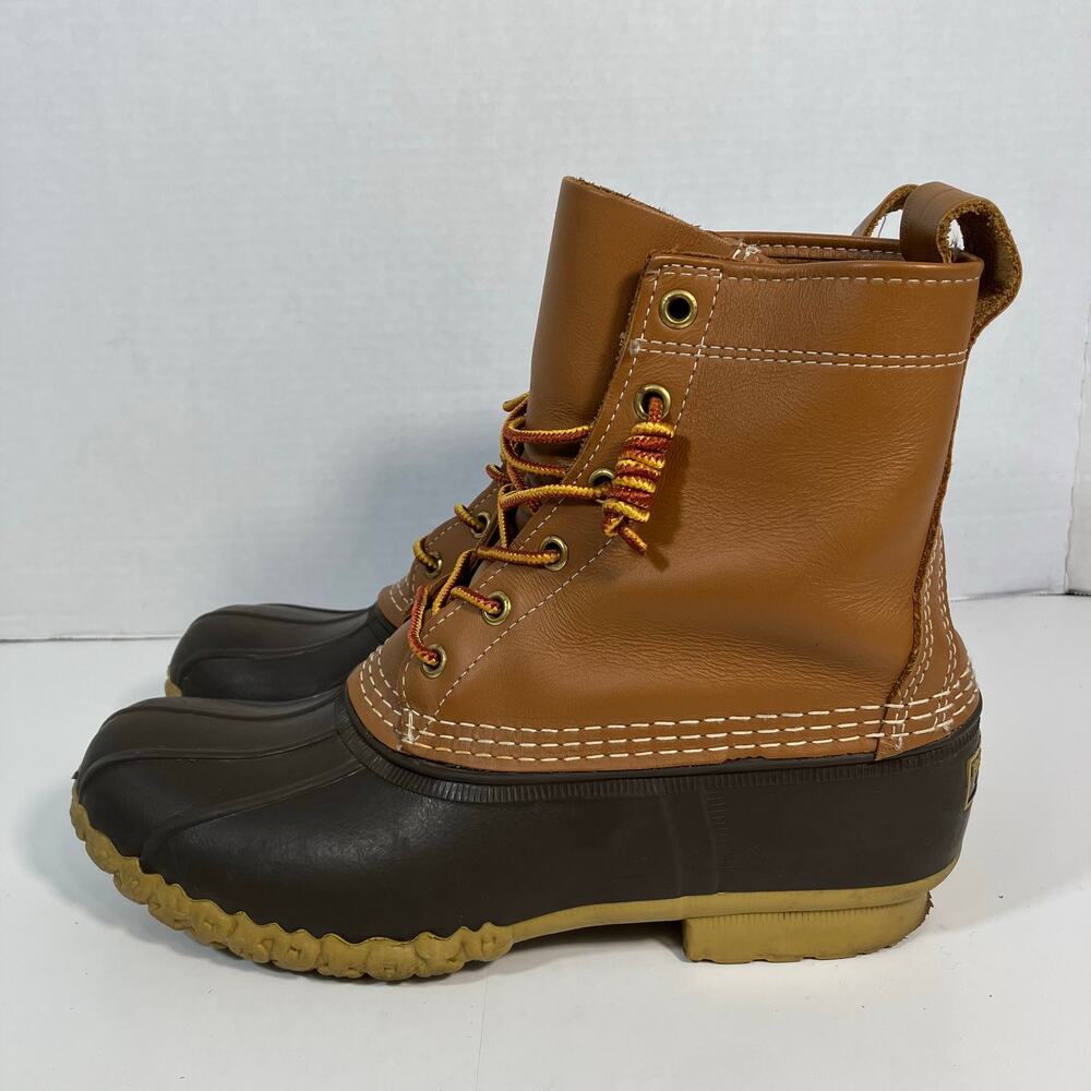 L.L. Bean Womens Sz 8 Classic 8 inch Duck Boot Rain Boots Leather Unlined